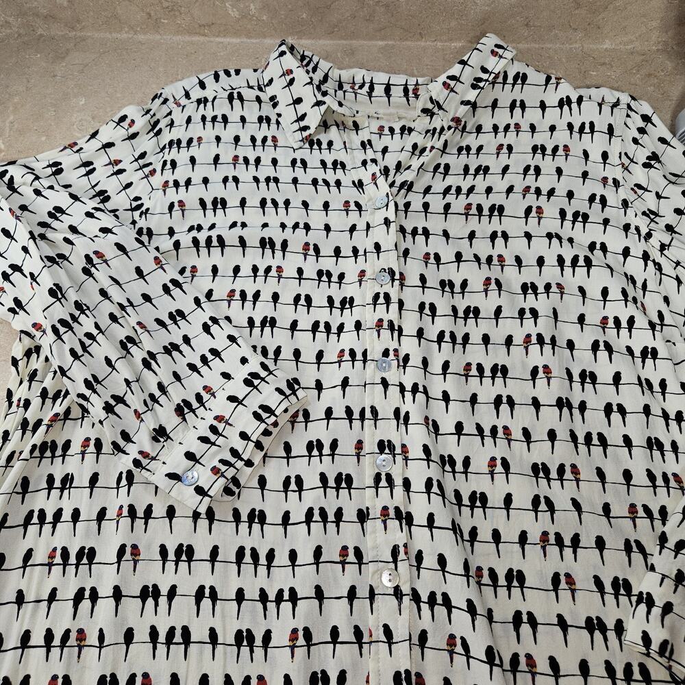 Jane And Delancey Birds‎ On A Wire Top Womens Plus SZ 1X Work Novelty Artsy